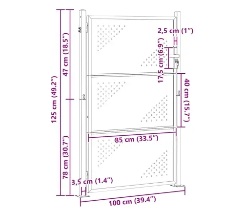 Dārza Vārti Ar Slēdzeni Sudraba 100 X 125 Cm Nerūsējošs Tērauds Vidaxl