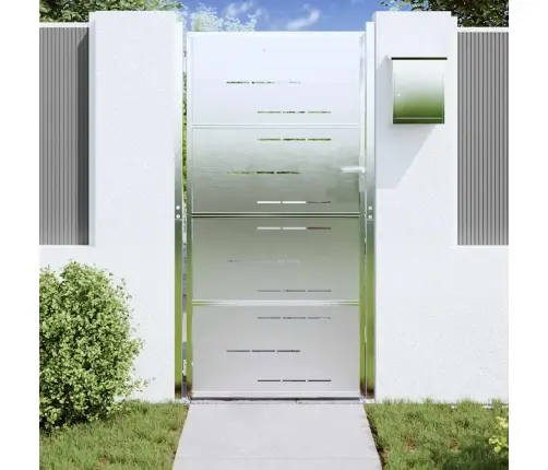 Dārza Vārti Ar Slēdzeni Sudraba 96 X 180 Cm Nerūsējošs Tērauds Vidaxl