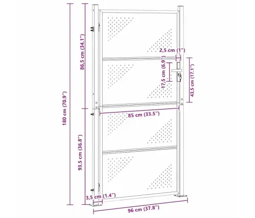 Dārza Vārti Ar Slēdzeni Sudraba 96 X 180 Cm Nerūsējošs Tērauds Vidaxl