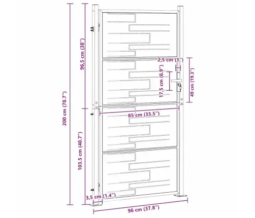 Dārza Vārti Ar Slēdzeni Sudraba 96 X 200 Cm Nerūsējošs Tērauds Vidaxl