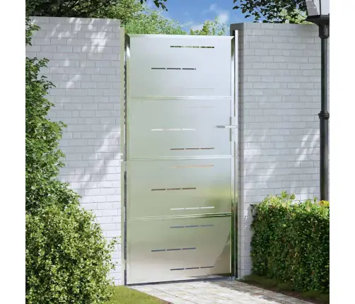 Dārza Vārti Ar Slēdzeni Sudraba 96 X 200 Cm Nerūsējošs Tērauds Vidaxl