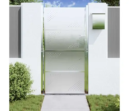 Sodo Vartai Su Užraktu Sidabro 96 X 200 Cm Nerūdijantis Plienas