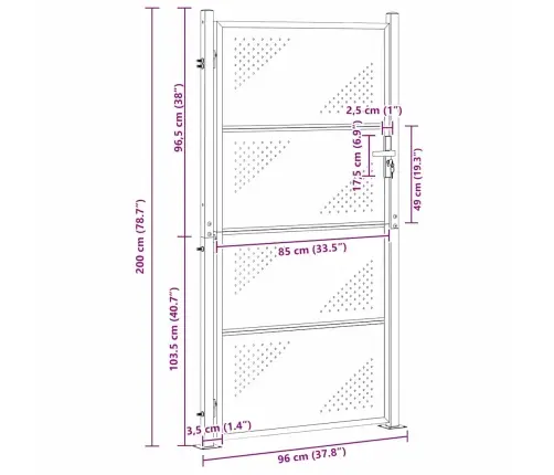Sodo Vartai Su Užraktu Sidabro 96 X 200 Cm Nerūdijantis Plienas