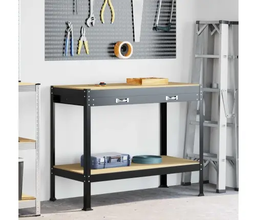 Darbo Suolai Su Stalčių Juoda 81 X 41 X 145 Cm Apdirbta Mediena