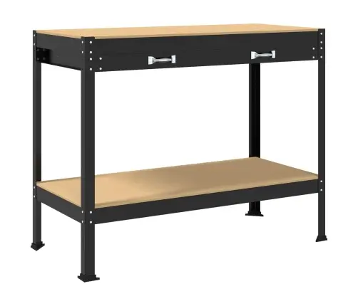 Darbo Suolai Su Stalčių Juoda 81 X 41 X 145 Cm Apdirbta Mediena