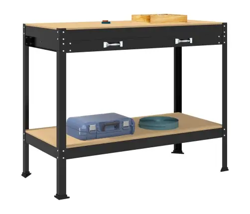 Darbo Suolai Su Stalčių Juoda 81 X 41 X 145 Cm Apdirbta Mediena