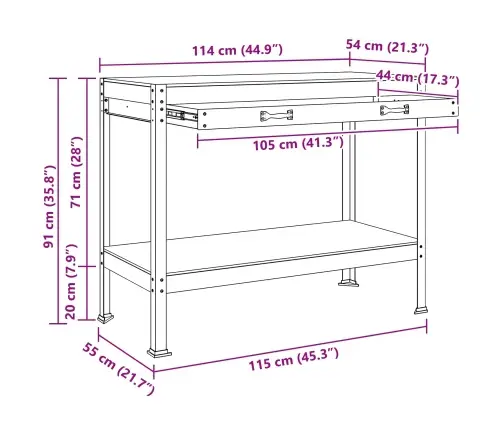 Darbo Suolai Su Stalčių Juoda 81 X 41 X 145 Cm Apdirbta Mediena