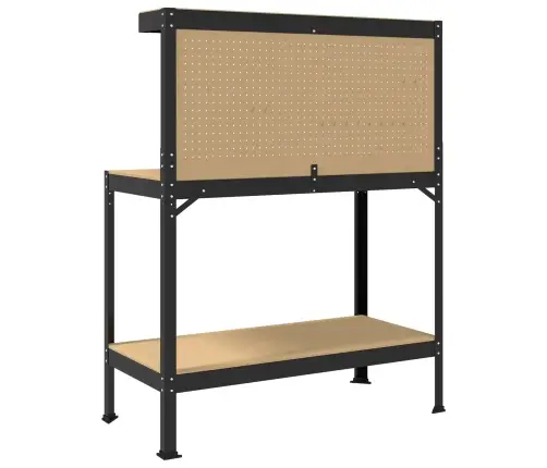 Darbo Suolai Su Lentyna Juoda 81 X 41 X 145 Cm Apdirbta Mediena