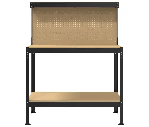 Darbo Suolai Su Lentyna Juoda 81 X 41 X 145 Cm Apdirbta Mediena