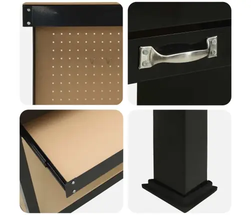 Darbo Suolai Su Stalčių Juoda 81 X 41 X 145 Cm Apdirbta Mediena