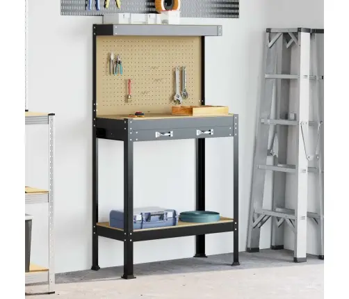 Darbo Suolai Su Stalčių Juoda 81 X 41 X 145 Cm Apdirbta Mediena