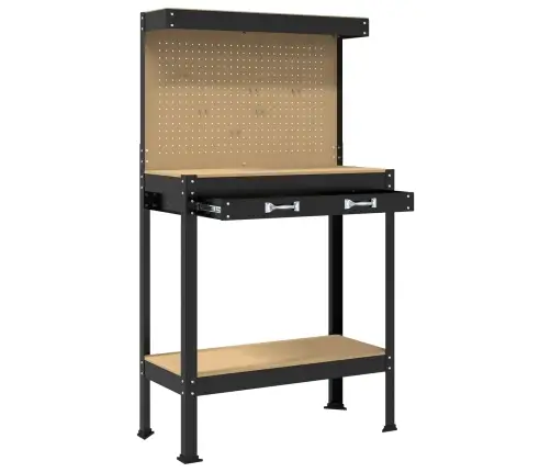 Darbo Suolai Su Stalčių Juoda 81 X 41 X 145 Cm Apdirbta Mediena