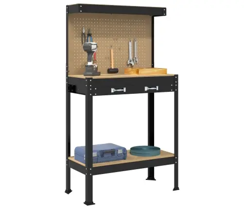 Darbo Suolai Su Stalčių Juoda 81 X 41 X 145 Cm Apdirbta Mediena