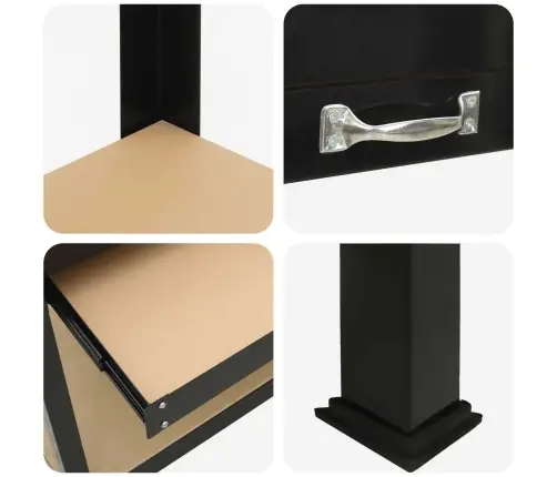 Darbo Suolai Su Stalčių Juoda 81 X 41 X 145 Cm Apdirbta Mediena