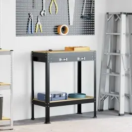 Darbo Suolai Su Stalčių Juoda 81 X 41 X 145 Cm Apdirbta Mediena Darbo Suolai Su Stalčių Juoda 81 X 41 X 145 Cm Apdirbta Mediena