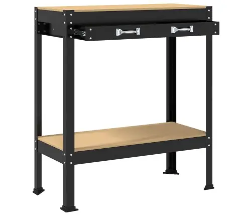 Darbo Suolai Su Stalčių Juoda 81 X 41 X 145 Cm Apdirbta Mediena