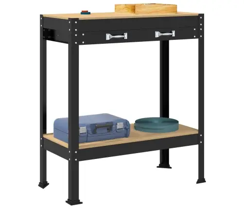 Darbo Suolai Su Stalčių Juoda 81 X 41 X 145 Cm Apdirbta Mediena