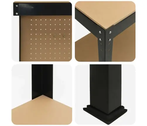 Darbo Suolai Su Lentyna Juoda 81 X 41 X 145 Cm Apdirbta Mediena