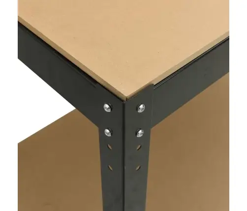 Darbo Suolai Su Lentyna Juoda 81 X 41 X 145 Cm Apdirbta Mediena