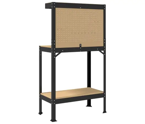 Darbo Suolai Su Lentyna Juoda 81 X 41 X 145 Cm Apdirbta Mediena