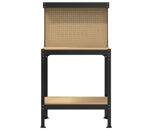 Darbo Suolai Su Lentyna Juoda 81 X 41 X 145 Cm Apdirbta Mediena