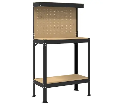 Darbo Suolai Su Lentyna Juoda 81 X 41 X 145 Cm Apdirbta Mediena