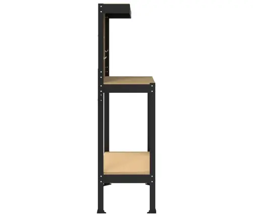 Darbo Suolai Su Lentyna Juoda 81 X 41 X 145 Cm Apdirbta Mediena