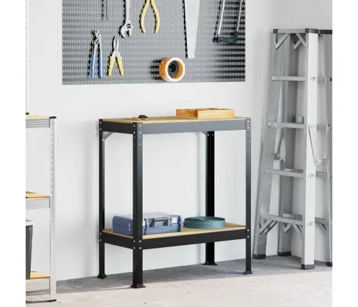 Darbo Suolai Su Lentyna Juoda 81 X 41 X 145 Cm Apdirbta Mediena