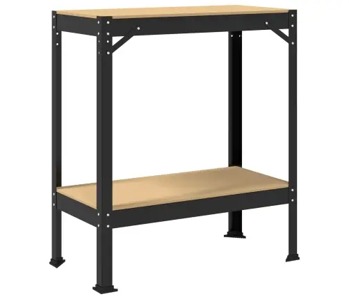 Darbo Suolai Su Lentyna Juoda 81 X 41 X 145 Cm Apdirbta Mediena