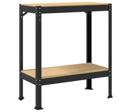 Darbo Suolai Su Lentyna Juoda 81 X 41 X 145 Cm Apdirbta Mediena