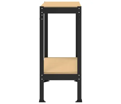 Darbo Suolai Su Lentyna Juoda 81 X 41 X 145 Cm Apdirbta Mediena