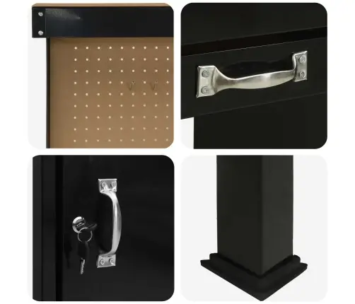 Darbo Suolai Su Stalčių Juoda 81 X 41 X 145 Cm Apdirbta Mediena