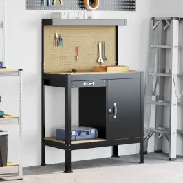 Darbo Suolai Su Stalčių Juoda 81 X 41 X 145 Cm Apdirbta Mediena Darbo Suolai Su Stalčių Juoda 81 X 41 X 145 Cm Apdirbta Mediena