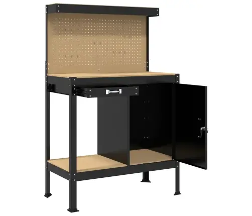 Darbo Suolai Su Stalčių Juoda 81 X 41 X 145 Cm Apdirbta Mediena