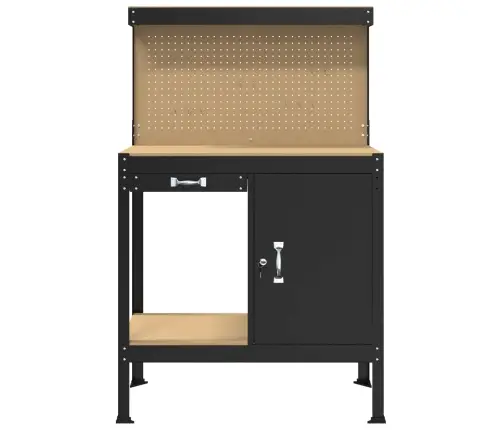 Darbo Suolai Su Stalčių Juoda 81 X 41 X 145 Cm Apdirbta Mediena