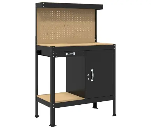 Darbo Suolai Su Stalčių Juoda 81 X 41 X 145 Cm Apdirbta Mediena