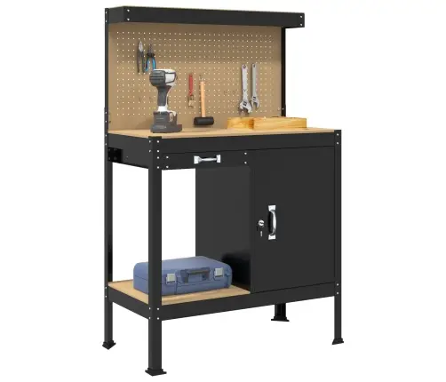 Darbo Suolai Su Stalčių Juoda 81 X 41 X 145 Cm Apdirbta Mediena