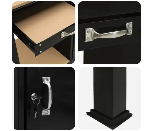 Darbo Suolai Su Stalčių Juoda 81 X 41 X 145 Cm Apdirbta Mediena