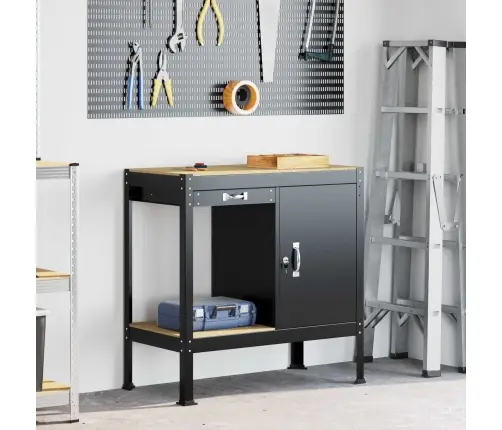 Darbo Suolai Su Stalčių Juoda 81 X 41 X 145 Cm Apdirbta Mediena