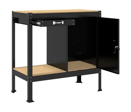 Darbo Suolai Su Stalčių Juoda 81 X 41 X 145 Cm Apdirbta Mediena