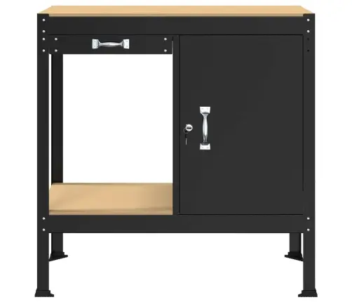 Darbo Suolai Su Stalčių Juoda 81 X 41 X 145 Cm Apdirbta Mediena
