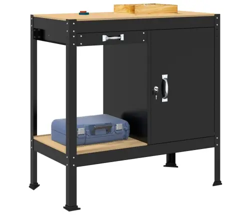 Darbo Suolai Su Stalčių Juoda 81 X 41 X 145 Cm Apdirbta Mediena