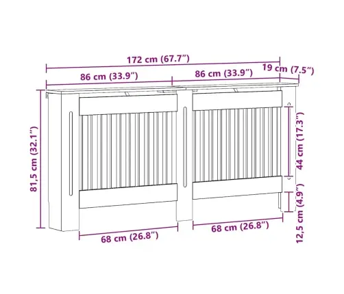 Radiatora Vāks Dūmaka Ozols 172 X 19 X 81,5 Cm Vidaxl