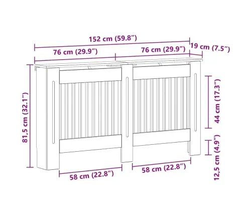 Radiaatori Kate Suitsetatud Tamm 152 X 19 X 81,5 Cm Tehispuit