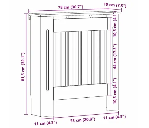Radiatora Vāks Augsta Spīduma Baltā Krāsa 78 X 19 X 81,5 Cm Vidaxl