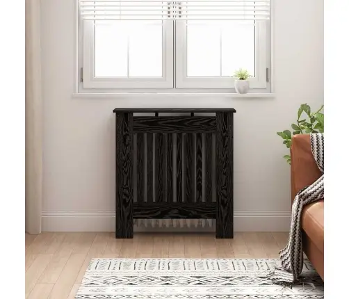 Radiatora Vāks Melns Ozolkoks 78 X 19 X 81,5 Cm Vidaxl