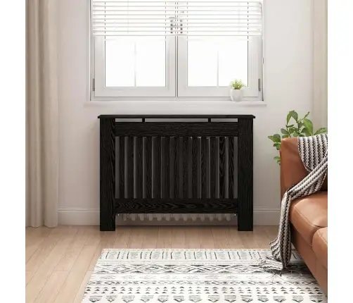 Radiatora Vāks Melns Ozolkoks 112 X 19 X 81,5 Cm Vidaxl