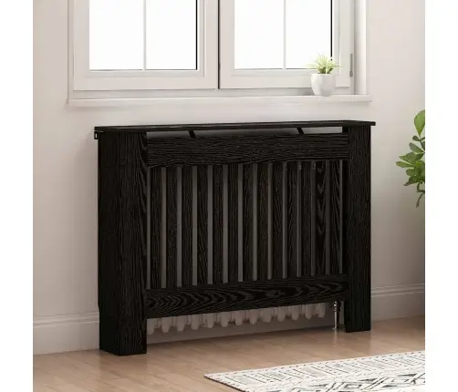 Radiatora Vāks Melns Ozolkoks 112 X 19 X 81,5 Cm Vidaxl