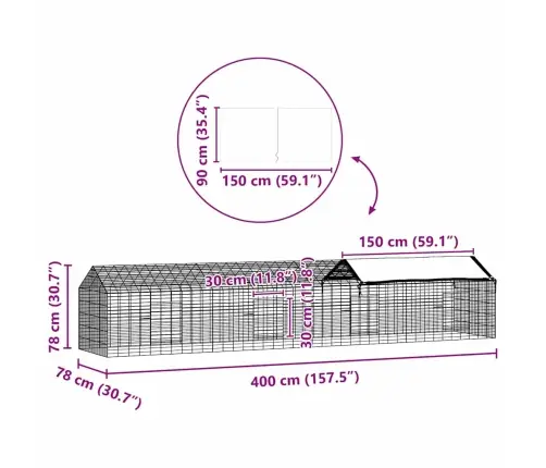 Truša Būris Sudraba 400 X 78 X 78 Cm Cinkots Tērauds Vidaxl