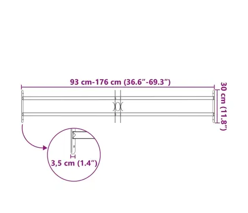 Loga Restes Melna 176 X 30 Cm Vidaxl